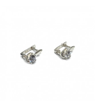 E000899 Sterling Silver Earrings With 5x7mm Cubic Zirconia Solid Hallmarked 925 Handmade